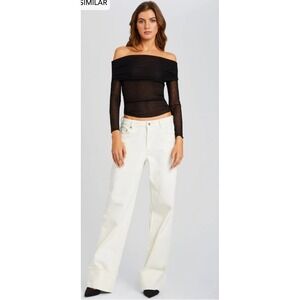 NWT SER.O.YA Margot Mid Rise Slouchy Boyfriend Cuffed Jeans Off White Sz 28 $348